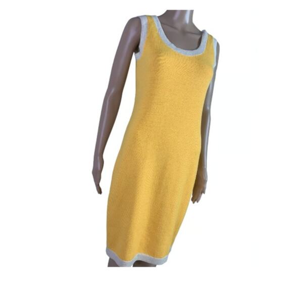 St. John Separates Women's Small Knit Shift Dress Knee High Sleeveless Yellow - Picture 9 of 9